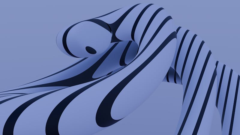 Abstract 3D striped geometric sculpture